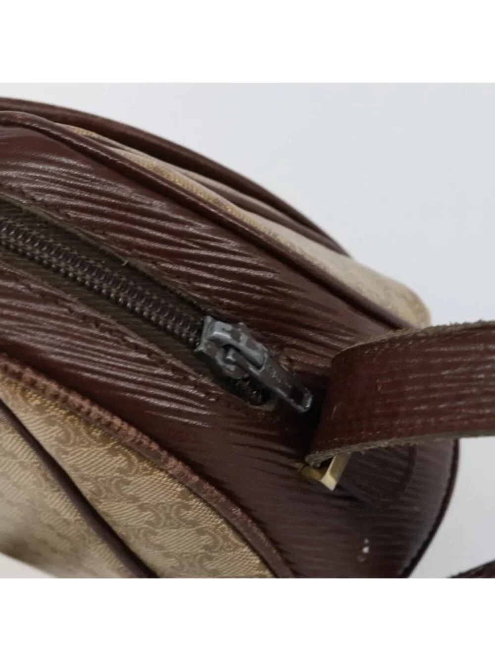 Authentic CELINE Macadam Canvas Shoulder Bag PVC Beige Gold - Picture 2 of 16